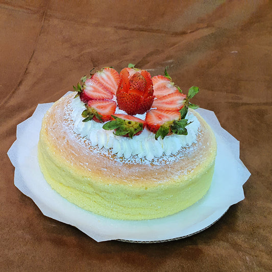 KETO Japanese Cotton Cheese Cake with Strawberries and Icing 8"