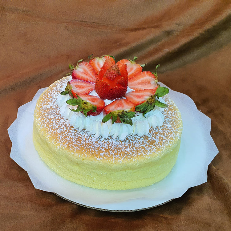 Japanese Cotton Cheese Cake with Strawberries and Icing 8"
